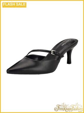 Calvin Klein Jansy Pointy Toe Faux Leather Kitten Heel Pump